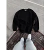 Arnay Kışlık Bisiklet Yaka Üç İplik Basic Sweatshirt - Siyah