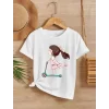 Arnay Kız Çocuk Bisiklet Yaka Baskılı T-shirt - Beyaz