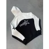 Arnay Parçalı Nakış İşlemelıkapüşonlu Sweatshirt - Beyaz