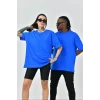 Arnay Unisex Basic Bisiklet Yaka Oversize T-shirt - Mavi