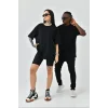 Arnay Unisex Basic Bisiklet Yaka Oversize T-shirt - Siyah