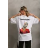 Arnay Unisex Baskılı Oversize T-shirt - Beyaz