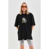 Arnay Unisex Baskılı Oversize T-shirt - Siyah