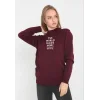 Arnay Unisex Bisiklet Yaka Baskılı Dokuma Triko - Bordo