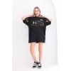 Arnay Unisex Bisiklet Yaka Baskılı Oversize T-shirt - Siyah