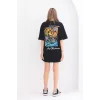Arnay Unisex Bisiklet Yaka Baskılı Oversize T-shirt - Siyah