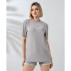 Arnay Unisex Bisiklet Yaka Baskılı Slim Fit T-shirt - Boyalı Gri