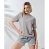 Arnay Unisex Bisiklet Yaka Baskılı Slim Fit T-shirt - Boyalı Gri