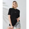 Arnay Unisex Bisiklet Yaka Baskılı Slim Fit T-shirt - Siyah