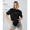 Arnay Unisex Bisiklet Yaka Baskılı Slim Fit T-shirt - Siyah