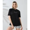 Arnay Unisex Bisiklet Yaka Baskılı Slim Fit T-shirt - Siyah