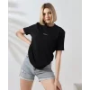 Arnay Unisex Bisiklet Yaka Baskılı Slim Fit T-shirt - Siyah