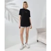 Arnay Unisex Bisiklet Yaka Baskılı Slim Fit T-shirt - Siyah