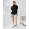 Arnay Unisex Bisiklet Yaka Baskılı Slim Fit T-shirt - Siyah