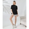 Arnay Unisex Bisiklet Yaka Baskılı Slim Fit T-shirt - Siyah