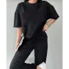 Arnay Unisex Düz T-shirt Ve Eşofman Takımı - Siyah