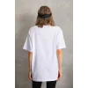 Arnay Unisex Taş Desenli Oversize T-shirt - Beyaz
