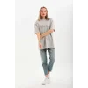 Arnay Unisex Taş Desenli Oversize T-shirt - Gri