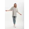 Arnay Unisex Taş Desenli Oversize T-shirt - Gri