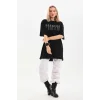 Arnay Unisex Taş Desenli Oversize T-shirt - Siyah