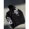 Arnay Uzun Kol Kapüşonlu Baskılı Sweatshirt - Siyah