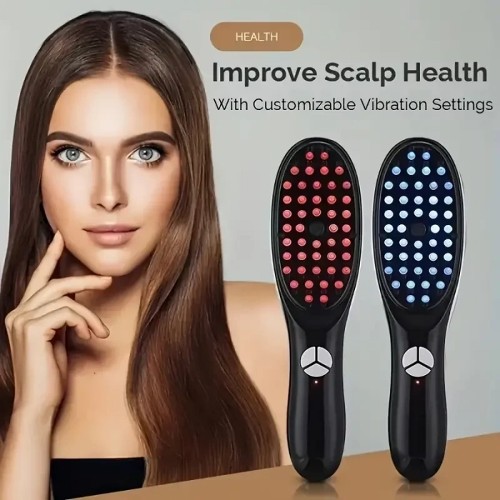 ​​Buharlı Titreşimli ve Kırmızı Mavi Işık Terapili Kafa ve Saç Bakım Tarağı (5047)