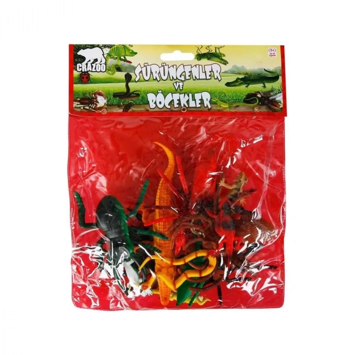 0716 Sürüngenler ve Böcekler Poşetli Hayvan Oyun Seti 13lü