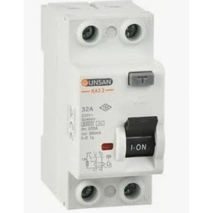 1 Adet Günsan 2X32a 30Ma  Kaçak Akım Rölesi KA3-32/30Ma