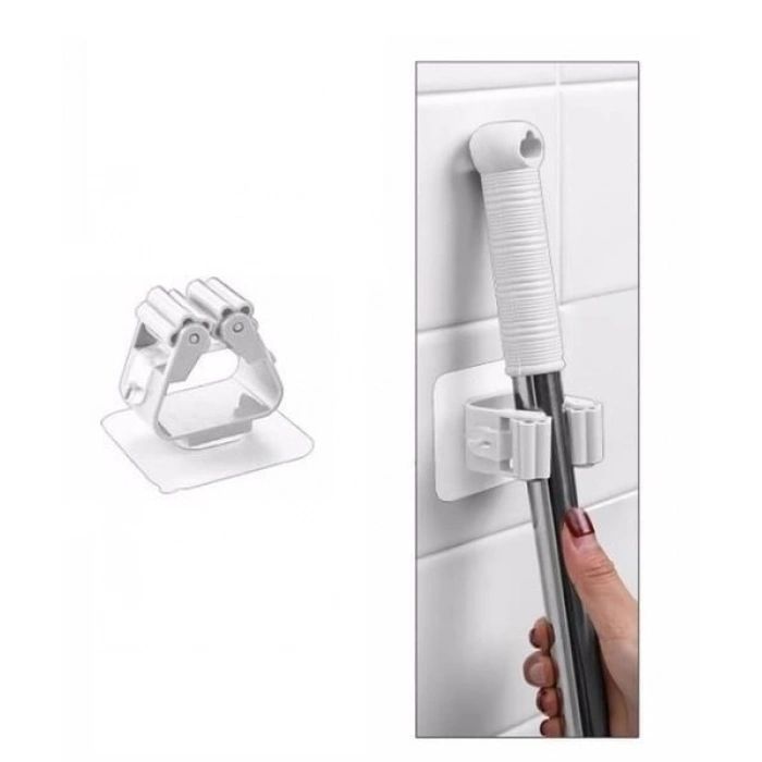 1 Adet Yapışkanlı Pratik Mop Tutucu Beyaz