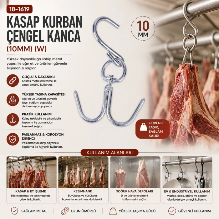 10 ADET 10MM W KASAP KURBAN ÇENGEL KANCA (5047)