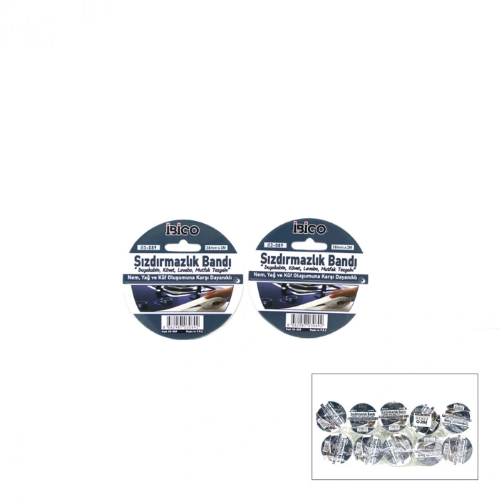 10 ADET 38MMX3MT SU SIZDIRMAZ BANT BEYAZ (5047)