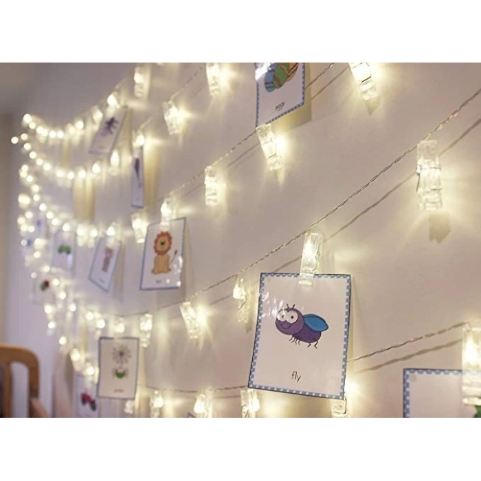 10lu Led Işıklı Fotoğraf Mandalları