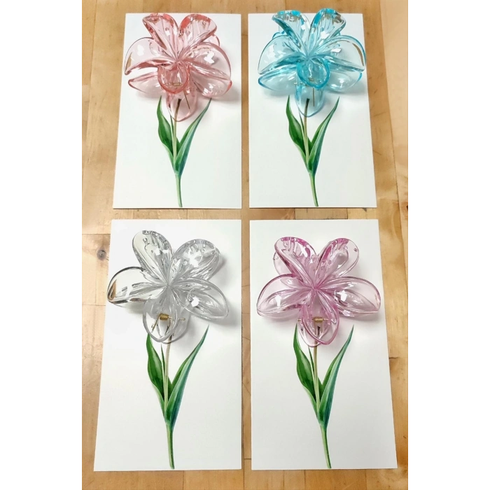100 Adet Şeffaf Renkli Lotus Toka 8 cm Kına Seti