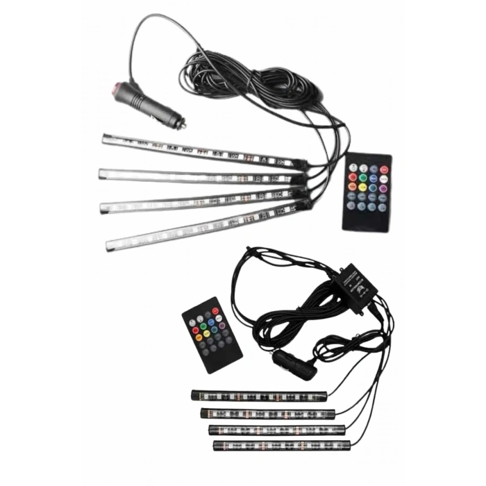 12Lİ Şerit Led Işık RGB Sese ve Müziğe Duyarlı Araç İçi Ayak Altı