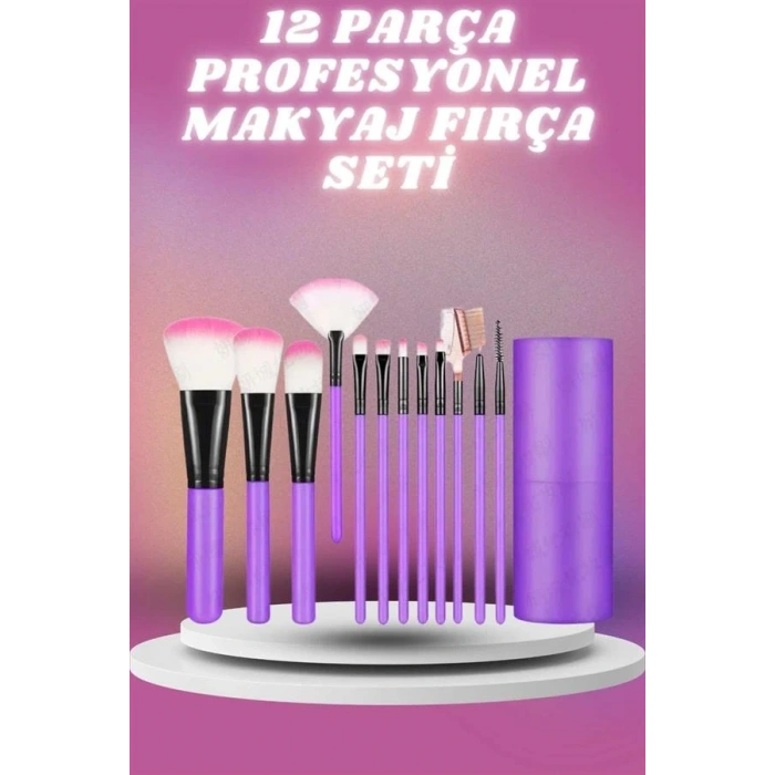 12 Parça Profesyonel Makyaj Seti Yumuşak Kıllı Yüz ve Göz Makyajına Uygun