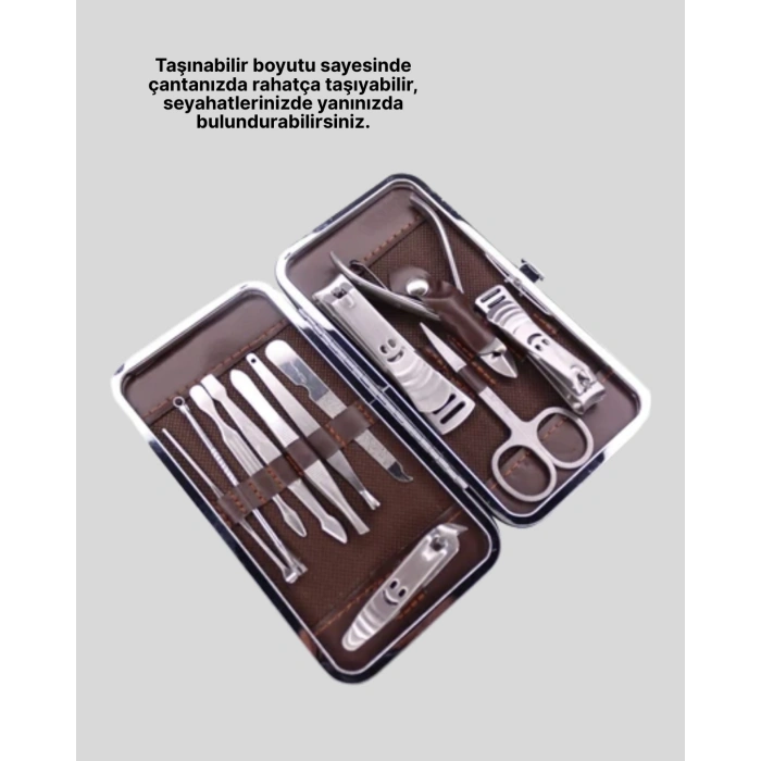 12 Parçalık Özel Deri Çantalı Kişisel Bakım Seti