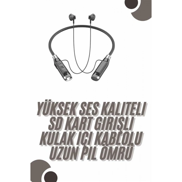 120 Saat Bluetooth Kulaklık Kablolu Boyun Askılı SD Kart Girişli ANC Özellikli
