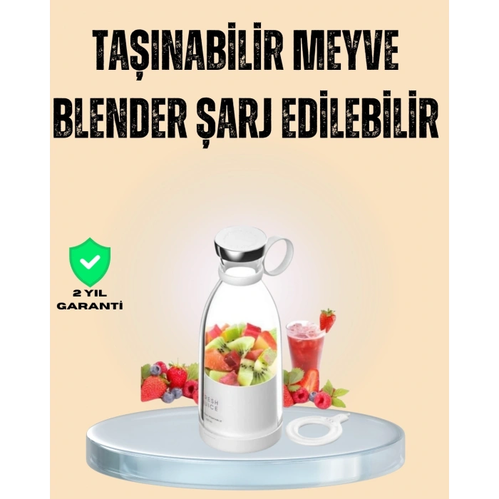 1200mAh Şarjlı, Hafif ve Pratik Taşınabilir Blender