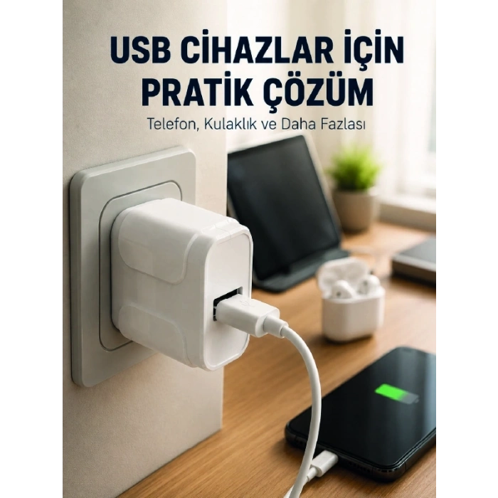 12W USB Şarj Adaptörü 5V 2.4A Hızlı ve Güvenli Şarj Başlığı