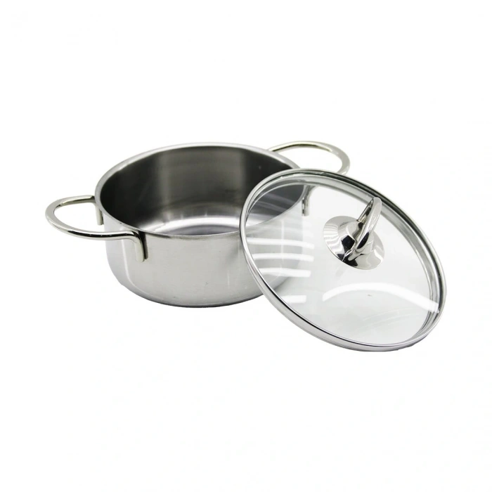 14CM   CAM KAPAK   MİNİ  ÇELİK TENCERE (5047)