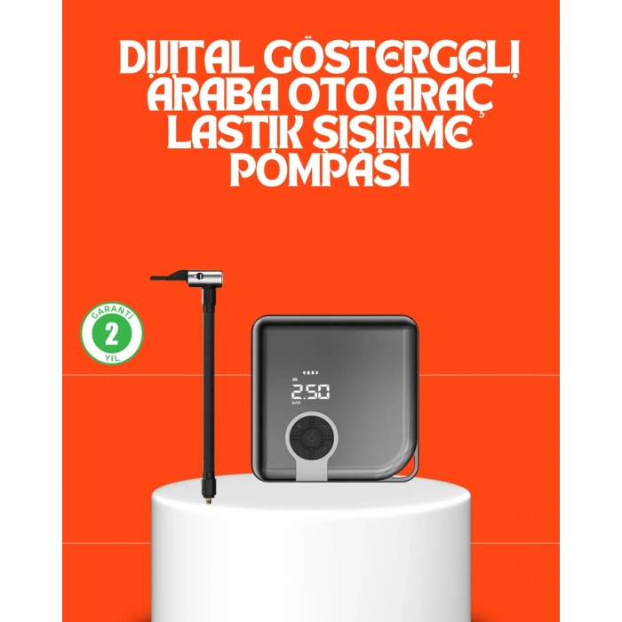 150 PSI Yüksek Basınç Kapasiteli Kablosuz Lastik Pompası