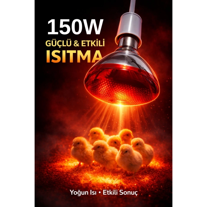 150W Isıtıcı Ampul Kırmızı Isı Lambası Civciv Kümes Kuluçka E27 Duy Isıtma Ampulü