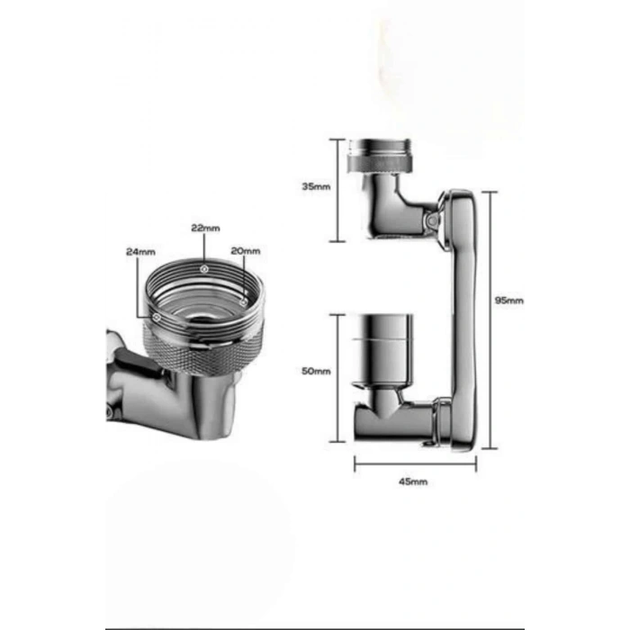 180 Derece Dönebilen Fonksiyonel Paslanmaz Çelik Robotik Kol Musluk Başlığı