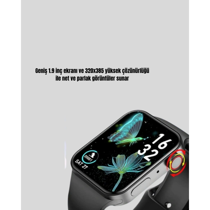 1.9 İnç Akıllı Saat – Bluetooth 5.0, Kablosuz Şarjlı, IP68 Su Geçirmez Akıllı Saat