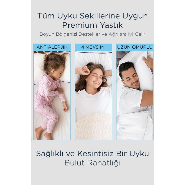 2 Adet 50x70cm Nano Jel Lüks Yastık | 1200gr Anti-alerjik Pamuklu Yastık Seti 2li