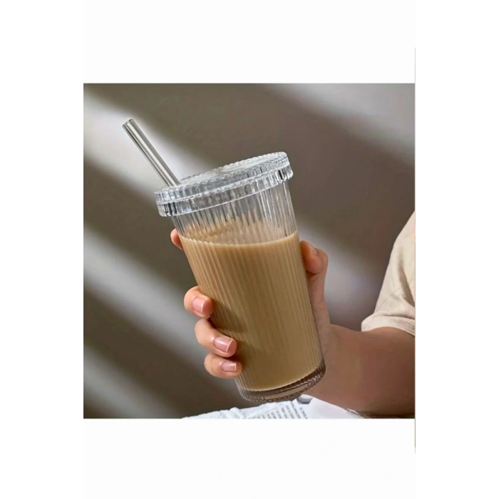 2 Adet Latte Bardağı Origami Stil Pipetli Kapaklı Bardak, Isıya Dayanıklı