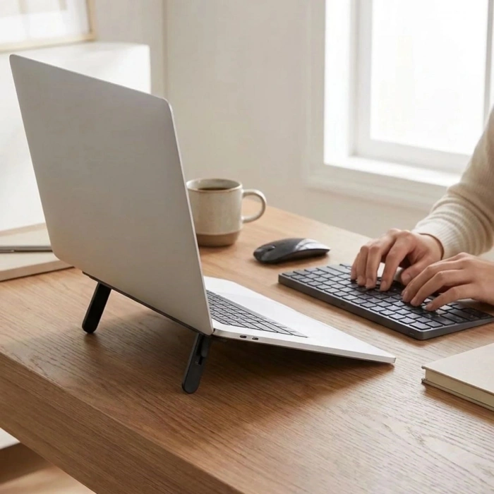 2 Kademeli Katlanabilir Laptop Standı – Kendiliğinden Güçlü Yapışkanlı, Ergonomik Tablet Yükseltici (5047)
