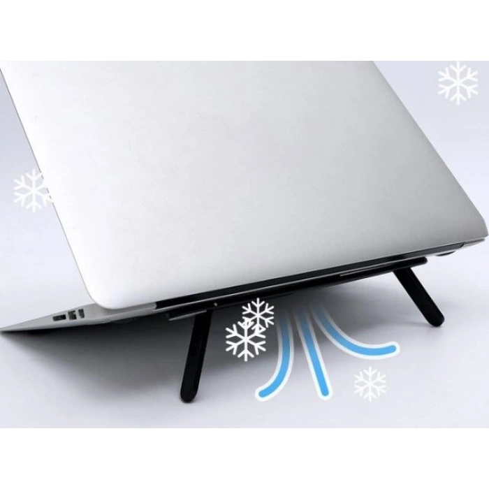 2 Kademeli Katlanabilir ve Yapışkanlı Laptop Standı Siyah