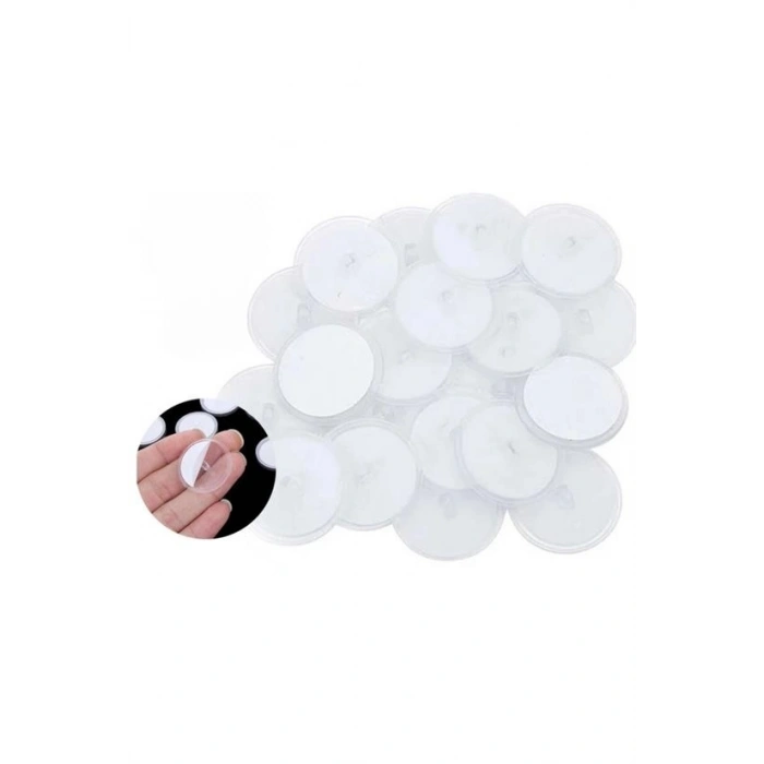 20 Adet Şeffaf Yuvarlak 3 Cm Çaplı Güçlü Disk Yapışkanlar Bx40
