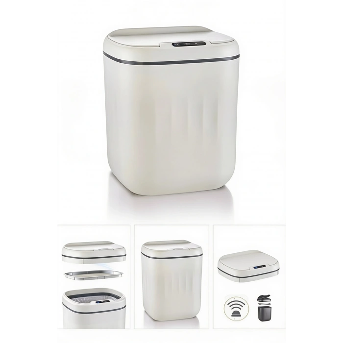 20 Litre Hareket Sensörlü Akıllı Çöp Kovası Beyaz